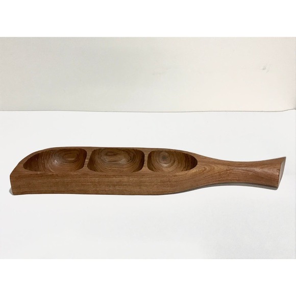 Vintage MCM Teak Leaf Serving Tray - Picture 6 of 7